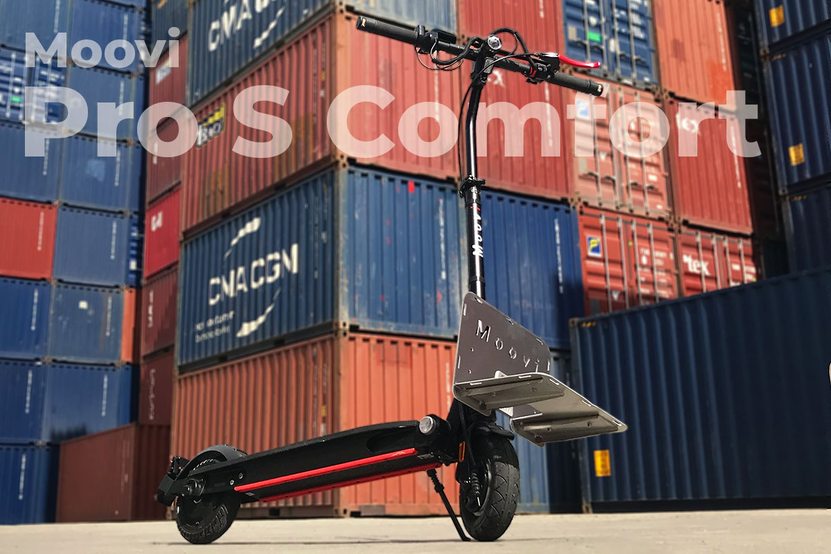 Moovi Pro S Comfort: Ausführliches Review des ultraleichten e-Scooters mit Lastensystem (inkl. Rabattcode)
